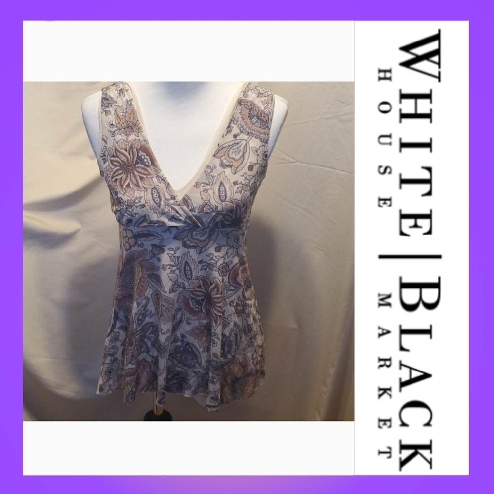 WHBM Floral Mesh Layered Top SZ LG